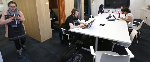 Students work in the clinic space